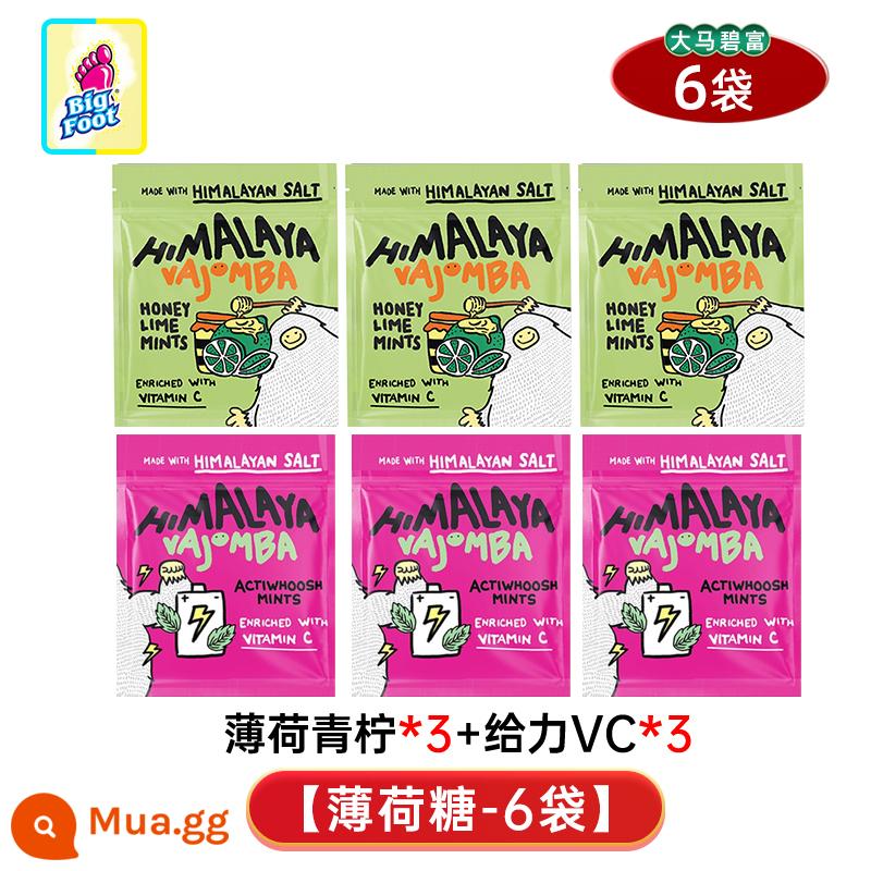 Bifu Himalaya Sal Kẹo bạc hà chanh muối Kẹo muối biển Thương hiệu kẹo Bifu Hương vị chanh mật ong - [6 túi] Vôi bạc hà*3+Jiwei VC*3