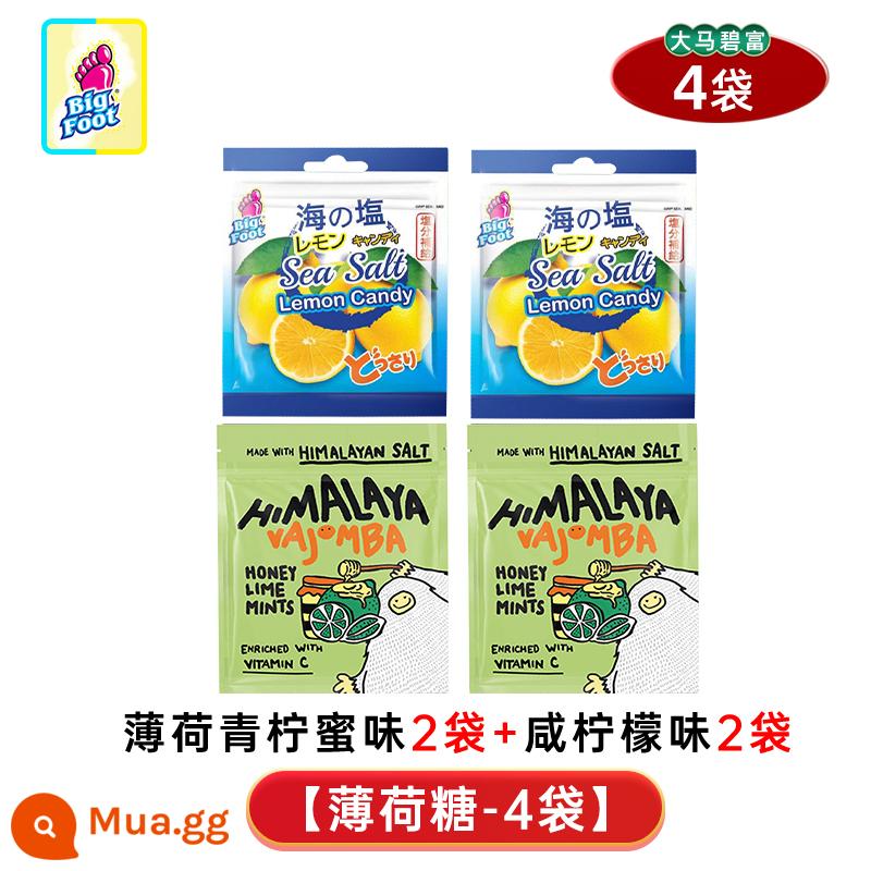 Bifu Himalaya Sal Kẹo bạc hà chanh muối Kẹo muối biển Thương hiệu kẹo Bifu Hương vị chanh mật ong - [4 túi] Mật ong chanh bạc hà*2+Chanh mặn*2.