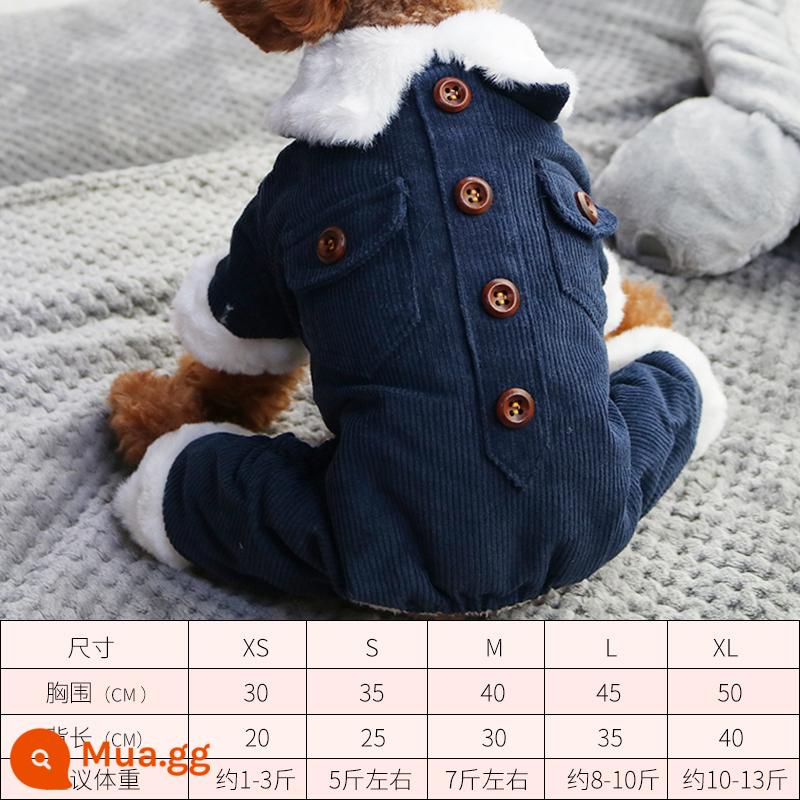 Quần áo chó mùa thu quần áo mùa thu Teddy Puppies Bốn chân áo khoác so với Beauty Pet Puppy Pupy Cotton Quần áo mùa đông - hải quân nhung kẻ