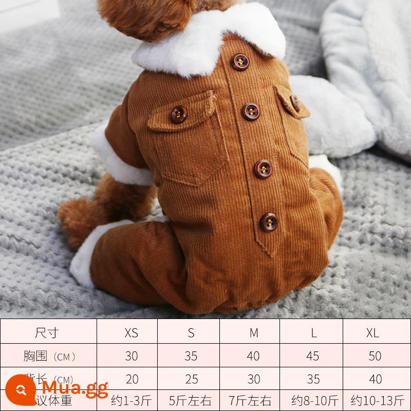 Quần áo chó mùa thu quần áo mùa thu Teddy Puppies Bốn chân áo khoác so với Beauty Pet Puppy Pupy Cotton Quần áo mùa đông - Nhung nâu