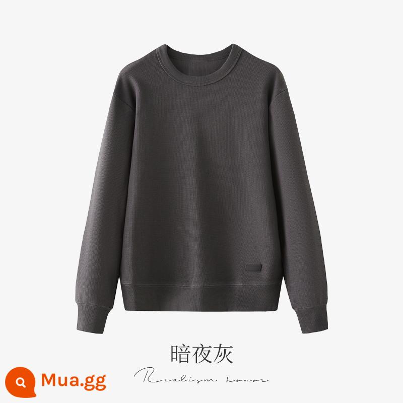 Cổ tròn dày cotton T áo liền quần tùy chỉnh in logo công ty ngoài trời hoạt động xây dựng đội nhóm thêu tùy chỉnh tay dài đội quần áo - màu xám đêm