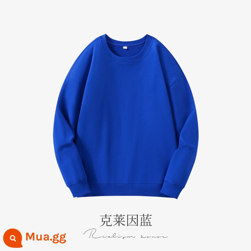 Cổ tròn cotton dày T tùy chỉnh in logo mùa thu đông dày công sở tùy chỉnh thêu bông nguyên chất thả vai tay dài đội quần áo - Kleinlan