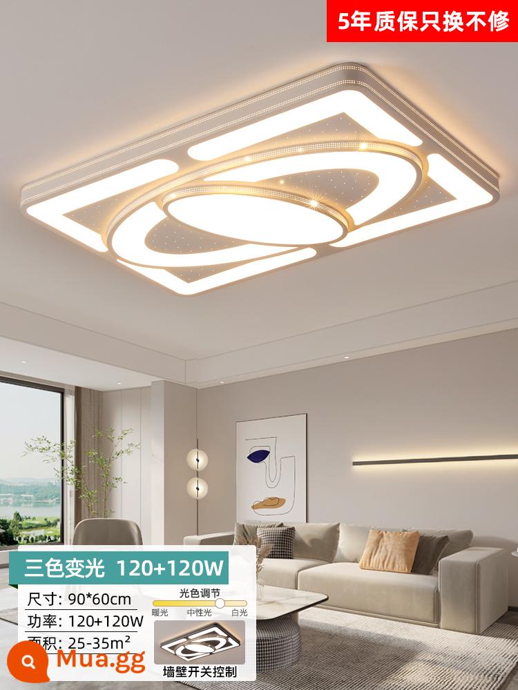 Đèn trần LED Đèn phòng khách đơn giản và hiện đại - Vũ trụ điều chỉnh độ sáng ba màu 90*60cm 120W