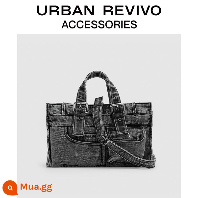 Túi đeo chéo denim cầm tay đa năng URBAN REVIVO2023 thu đông nữ UAWB30248 - xám lạnh