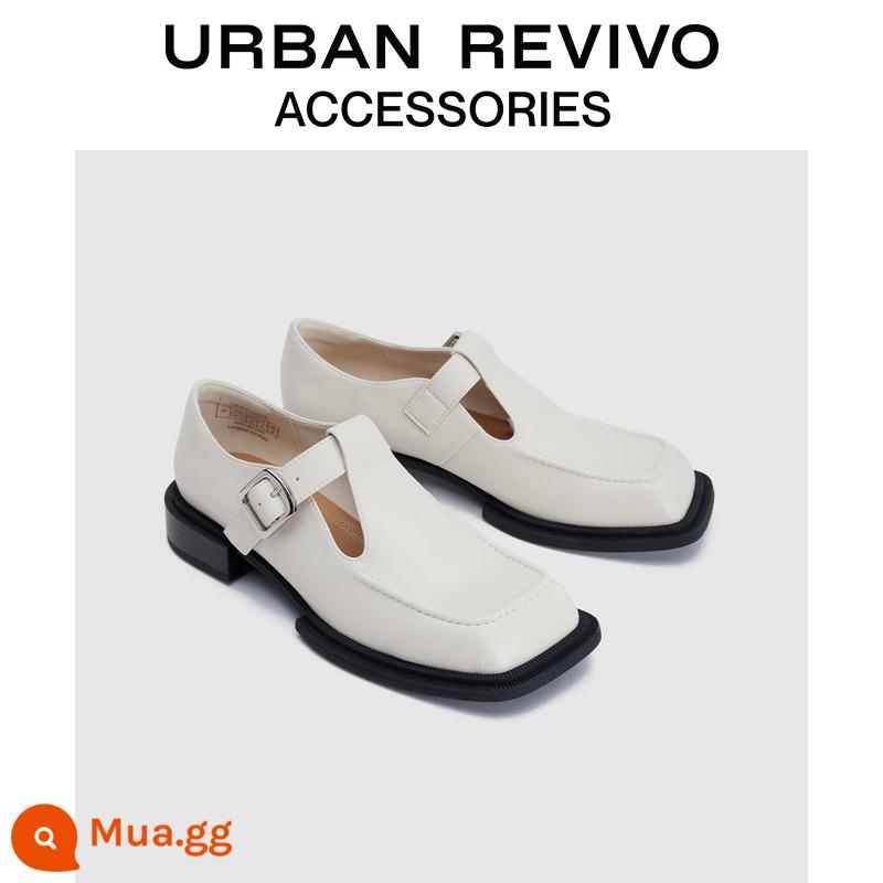 URBAN REVIVO2023 mùa xuân mới giày nữ Mary Jane đế vuông UAWS32014 - Ngà voi