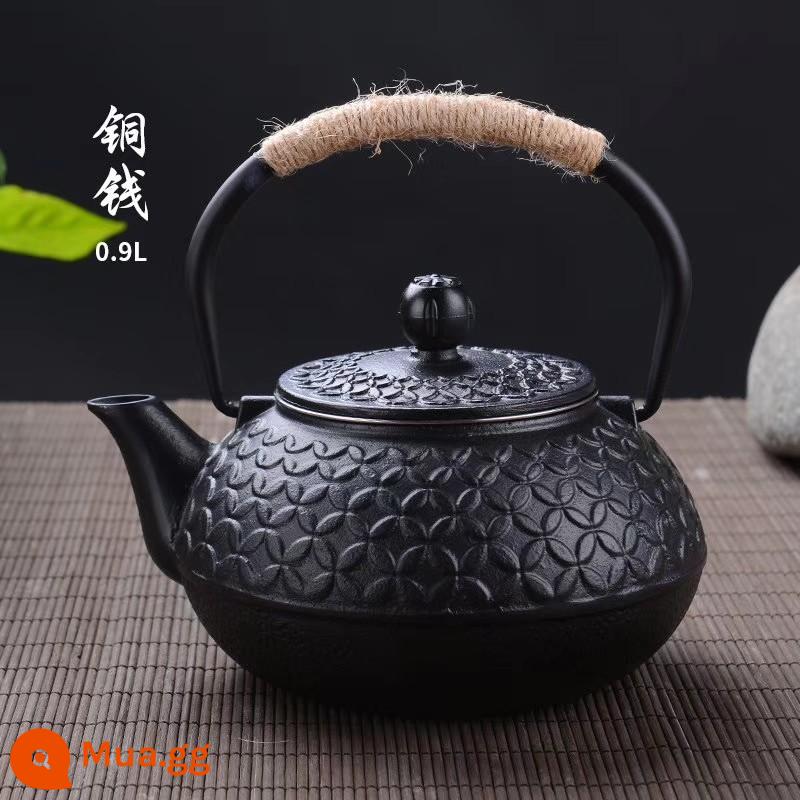 Phong cách gang kiểu Iron Pot sôi bong bóng nước thiết lập lò nung tinh thể đen - [Hàng có sẵn] Ấm đun nước bằng đồng xu cổ 800ml