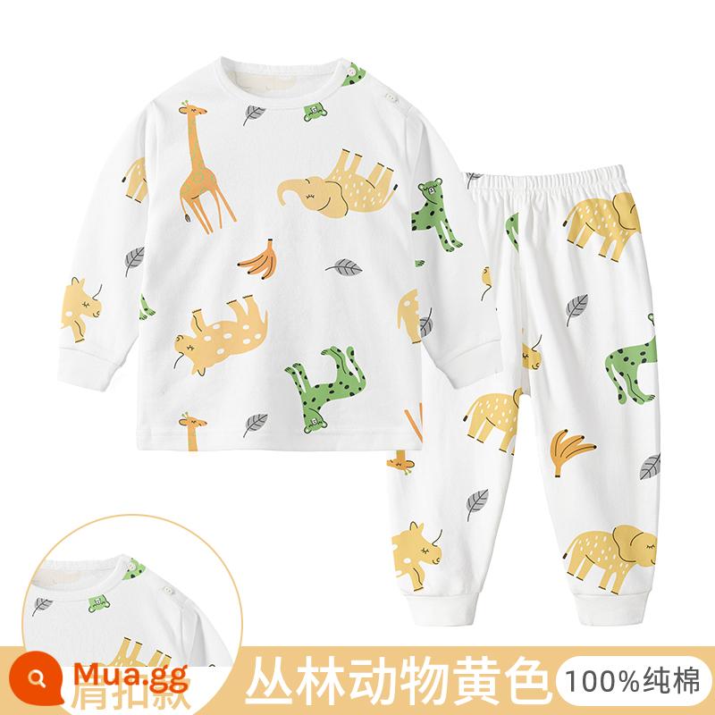 Bộ quần áo thu đông cho bé, quần lót trẻ em cotton nguyên chất, quần vệ sinh bé trai, đồ ngủ cotton, áo len cotton, kiểu dáng ấm áp cho bé gái - màu vàng rừng