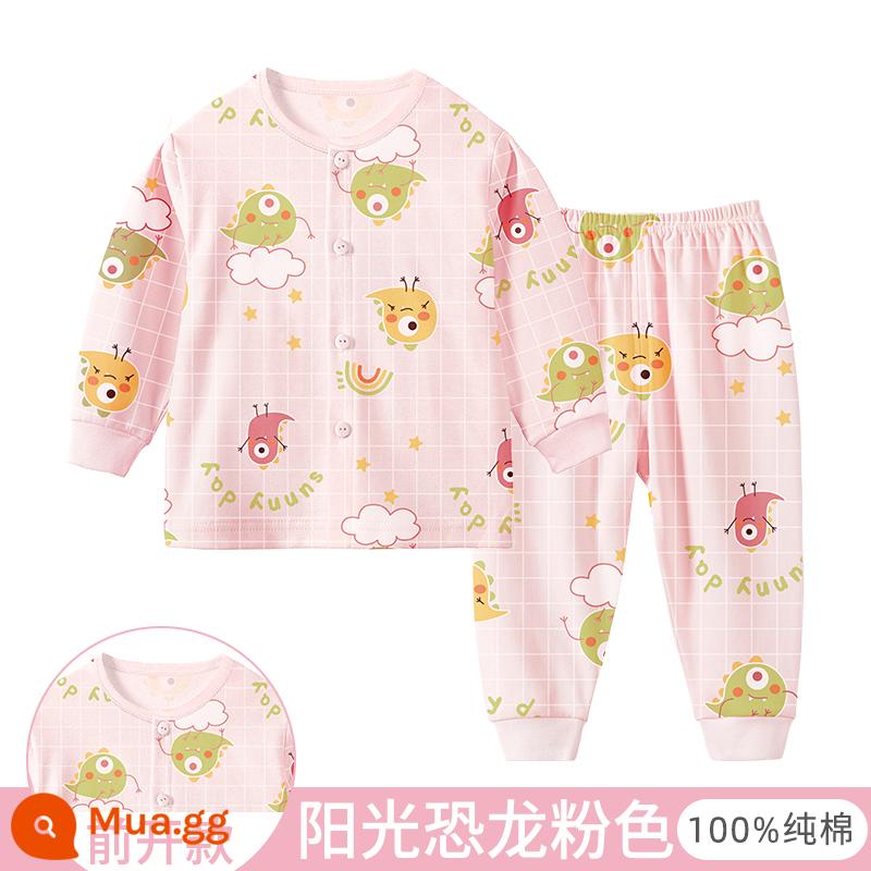 Bộ quần áo thu đông cho bé, quần lót trẻ em cotton nguyên chất, quần vệ sinh bé trai, đồ ngủ cotton, áo len cotton, kiểu dáng ấm áp cho bé gái - [Mở trước]Bột khủng long