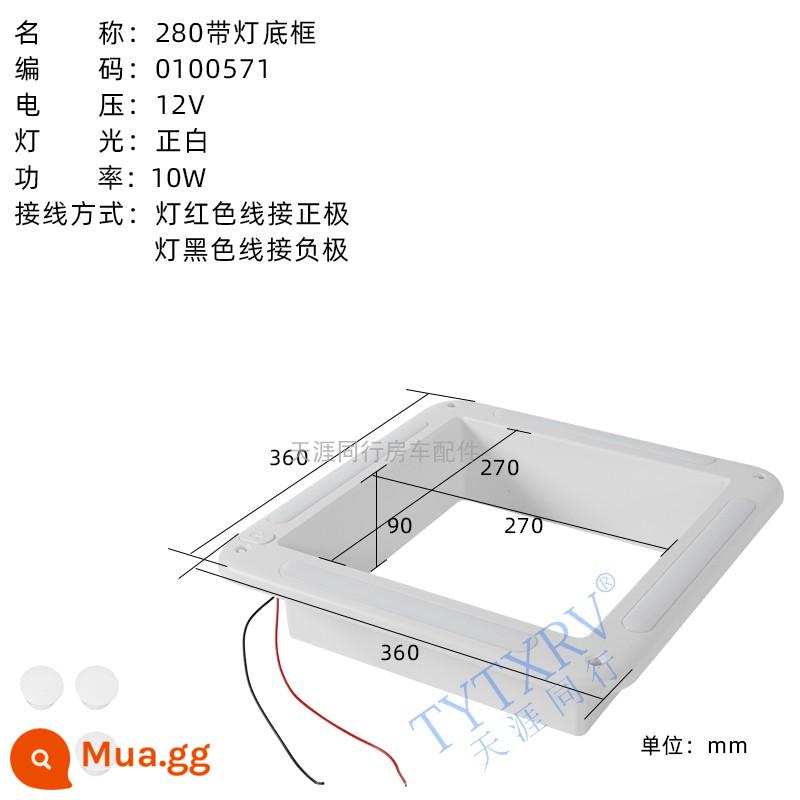 Quạt thông gió RV Quạt thông gió Quạt thông gió giếng trời Quạt thông gió phòng tắm Quạt thông gió điện cầm tay có đèn - Quạt thông gió 280 khung đáy nhẹ 0100571