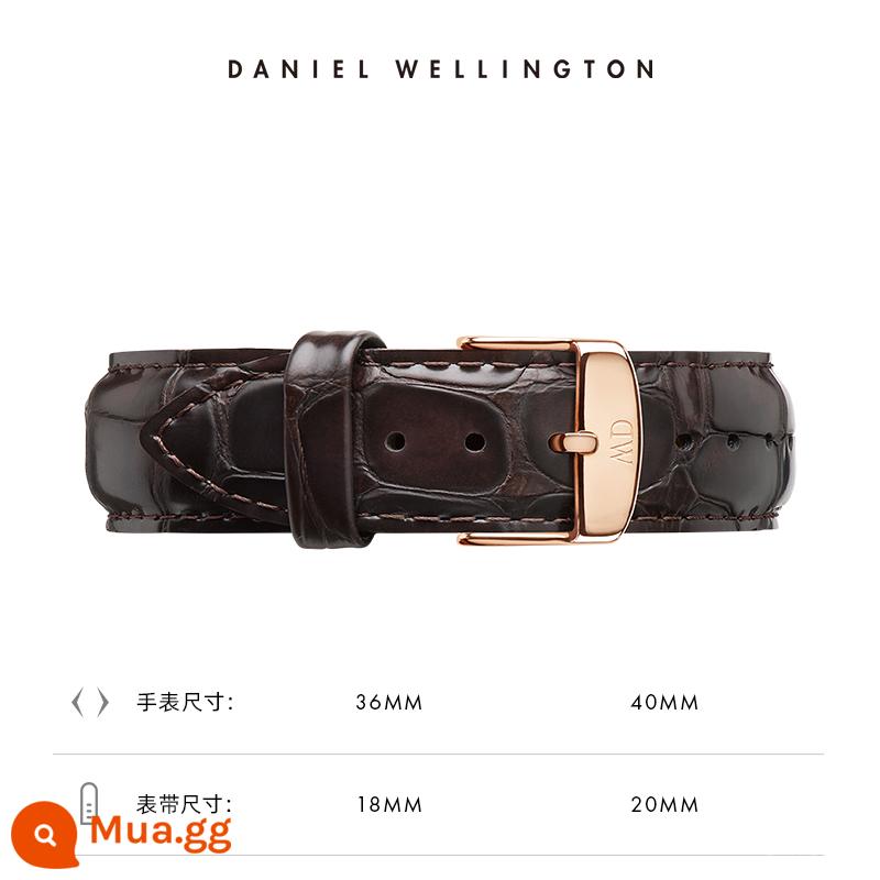 Dây đeo đồng hồ dw Dòng CLASSIC dây da khóa chốt 18/20mm Daniel Wellington Flagship Store - dập nổi RG màu nâu sẫm