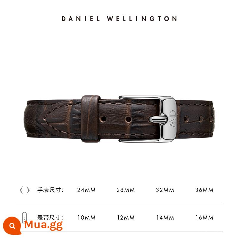 Dây đồng hồ dw Dây da khóa chốt sê-ri PETITE 10/12/14/16mm Daniel Wellington - dập nổi màu nâu sẫm S