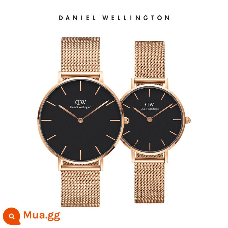 Cặp đồng hồ dw cùng cặp đồng hồ PETITE series light luxury quartz watch men's watch women's 36&28mm - Đồng hồ mặt đen vàng hồng