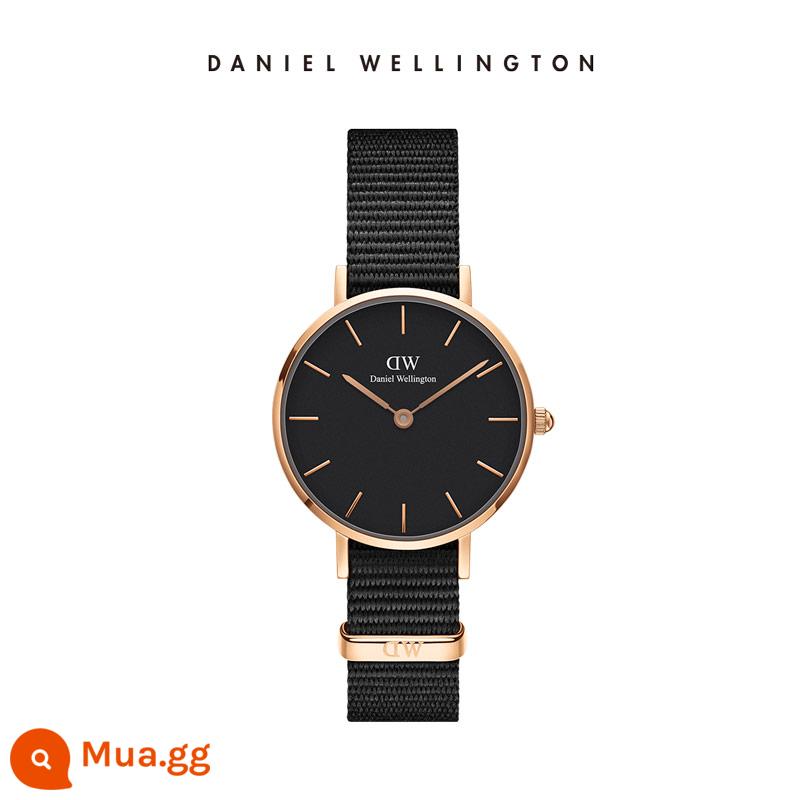 Đồng hồ dw nữ dòng PETITE đồng hồ tròn họa tiết màu trơn 28mm Daniel Wellington flagship store - tấm đen đen RG