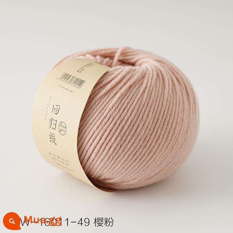 Dòng hồi quy dấu vết trở lại sợi len nguyên chất Merino nguyên chất dày vừa handmade tự làm que kim đan len khăn len bóng - Số 49-Sakura Hồng Màu Mới