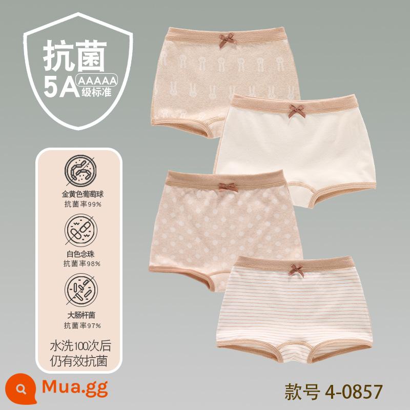 Quần lót bé gái 100% cotton boxer lớn cho trẻ em tam giác cotton bốn góc quần short trẻ em bé gái bé gái trẻ em - 4-0857 Cotton không đường may