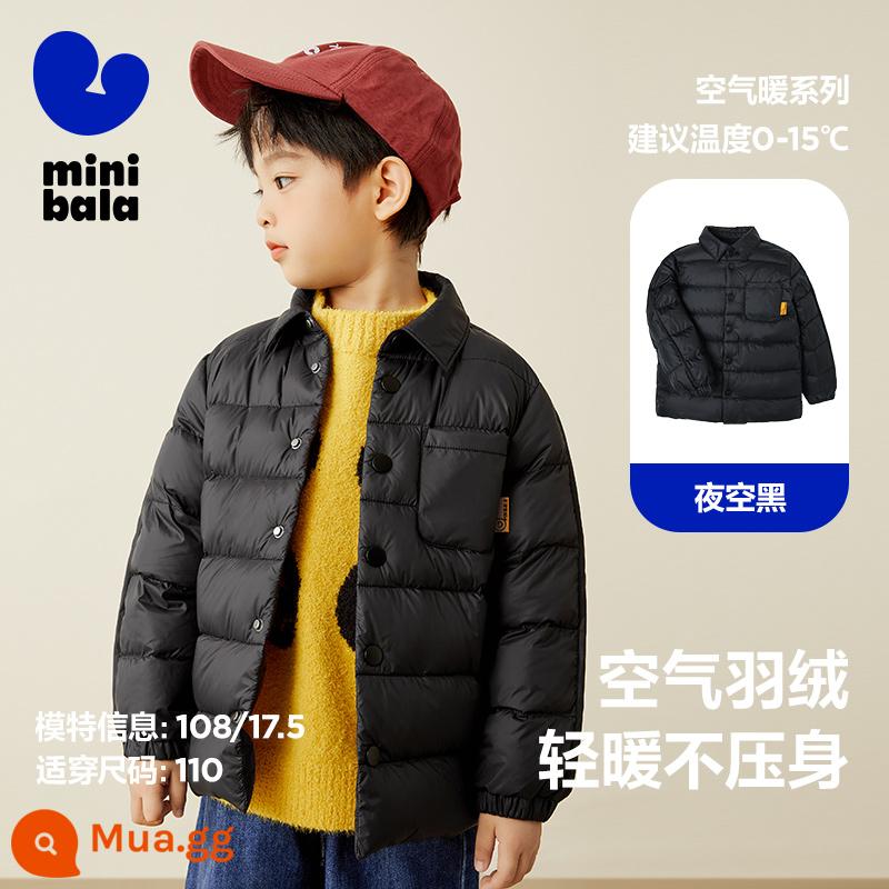 Mini Barlabara Boys and Girls Down Jacket Áo sơ mi ấm áp, dầu chống thấm nước và áo khoác chống xuống - đen 90001