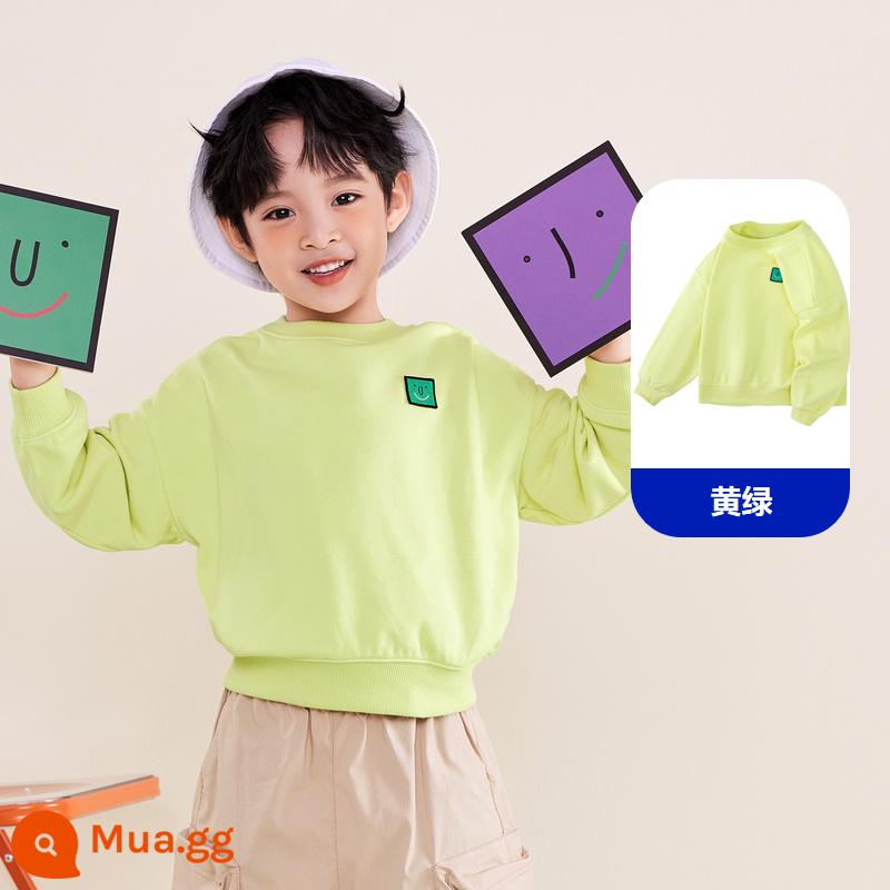 Balabara mini bé trai và bé gái cổ tròn cotton dày T2023 mùa xuân mới cho bé rời thời trang áo len trẻ em - Vàng xanh 41159