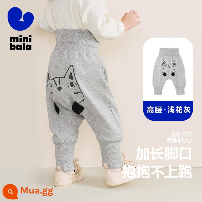 [Plus Velvet] Quần mini Barabara cho bé Thu đông ấm áp Quần mông to dễ thương Quần cạp cao - Hoa xám nhạt 00205 eo cao phong cách xuân thu mỏng