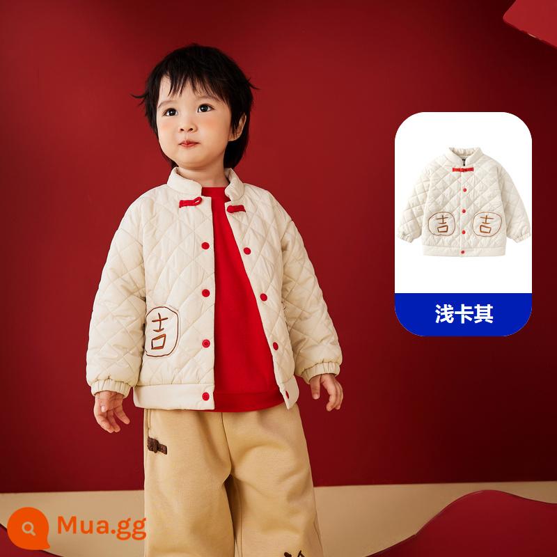 Mini Barabara Bé Trai Và Bé Gái Quần Áo Cotton Cho Bé Năm Mới Ấm Áp Và Thoải Mái Đệm Trung Quốc Mới Áo Khoác Cho Bé - Kaki nhẹ 50311