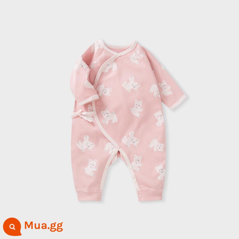 Mini Balabala Trẻ Em Jumpsuit 22 Thu Đông Cho Bé Sơ Sinh Cotton Thoáng Khí Áo Liền Quần Áo Liền Quần - Tông đỏ trắng 00361