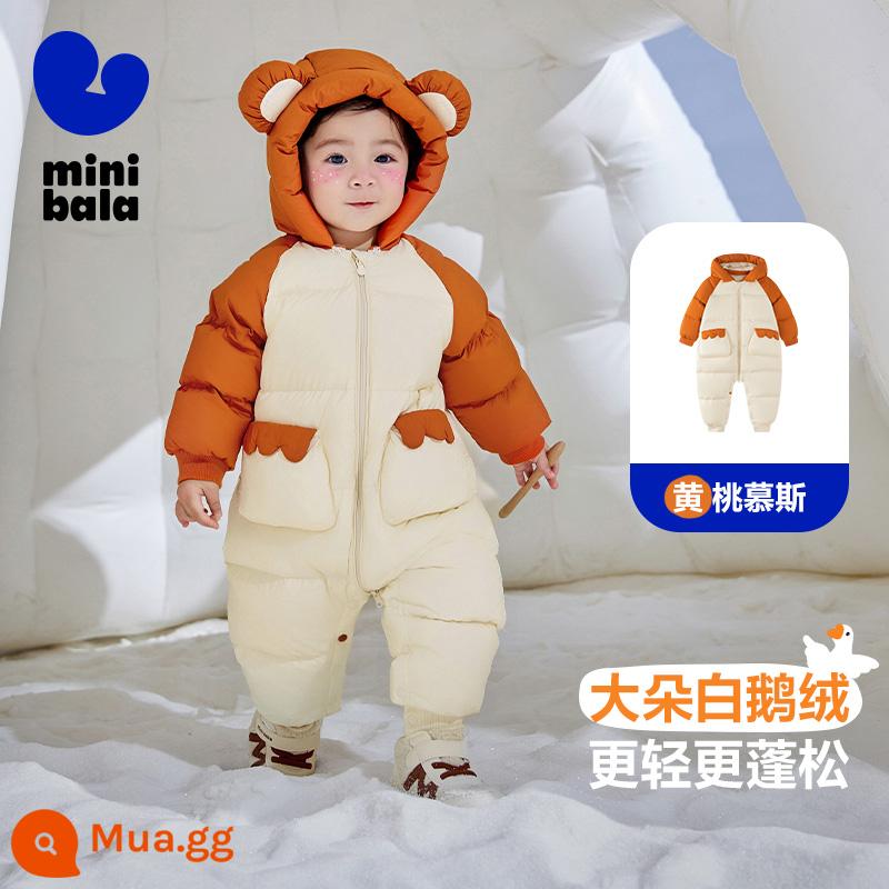 [Ngỗng Xuống] Mini Balabala Bé Trai Và Bé Gái Xuống Jumpsuit Thời Trang Cho Bé Phong Cách Phương Tây Quần Áo Liền Quần Hợp Thời Trang - Lông ngỗng trắng mật ong 31215