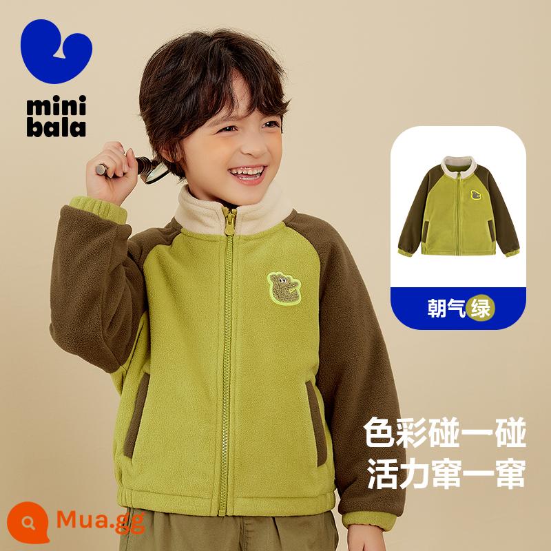 Mini Barabara Bé Cực Áo Khoác Nỉ Mùa Xuân và Mùa Thu Tương Phản Màu Chống Tĩnh Điện Sang Trọng Quần Áo Bé Trai Và Bé Gái Cao Cấp - Màu xanh lá cây rực rỡ (xanh ô liu 40885)