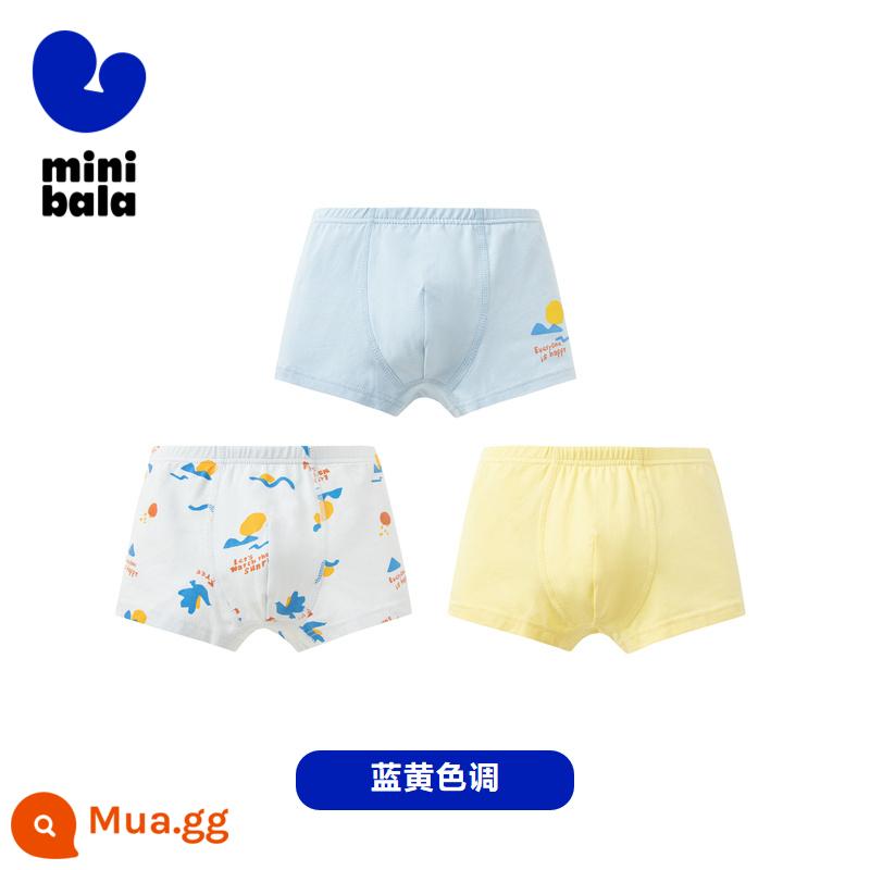 Mini Barabara quần lót trẻ em mùa xuân bé trai bé trẻ em võ sĩ quyền anh boxer quần short 3 cái - Tông màu xanh vàng-236923170104