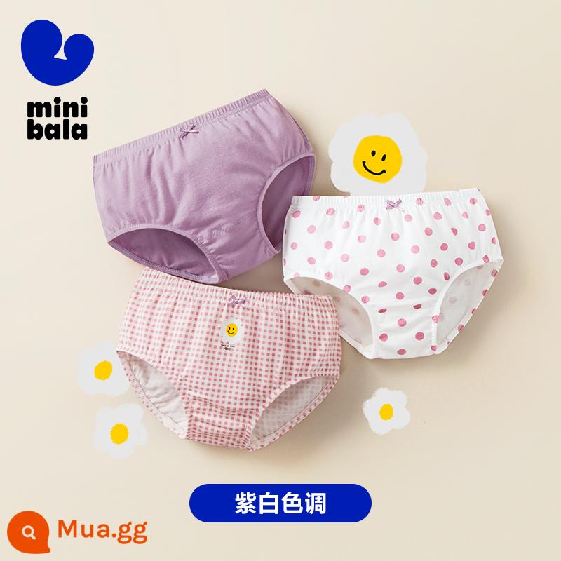 Mini Barabara Quần Lót Trẻ Em Mùa Xuân Bé Gái Quần An Toàn Cho Trẻ Em Quần Nhẹ Quần An Toàn Quần 3 Cái - Tông màu trắng tím 00371