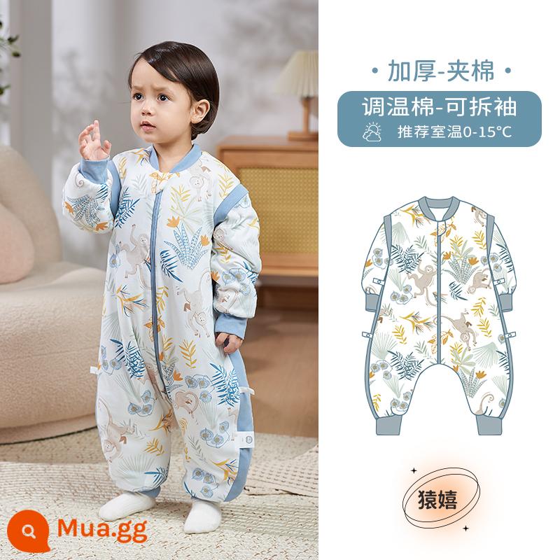 Mang thai em bé cotton nguyên chất nhiệt độ không đổi chia chân túi ngủ em bé mùa xuân, mùa thu và mùa đông trẻ em chăn chống đá hiện vật bốn mùa phổ quát - Yuanxi [mùa đông 0-15oC]