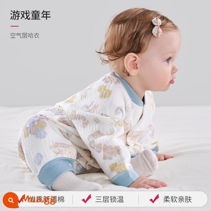 Châu Âu Mang Thai Quần Áo Sơ Sinh Tre Cotton Gạc Mùa Hè Áo Liền Quần Nam Nữ Điều Hòa Không Khí Cho Bé Quần Áo Bộ Đồ Ngủ Phần Mỏng Áo Liền Quần - Trò chơi Tuổi thơ [Nhiệt độ phòng 18-25oC]