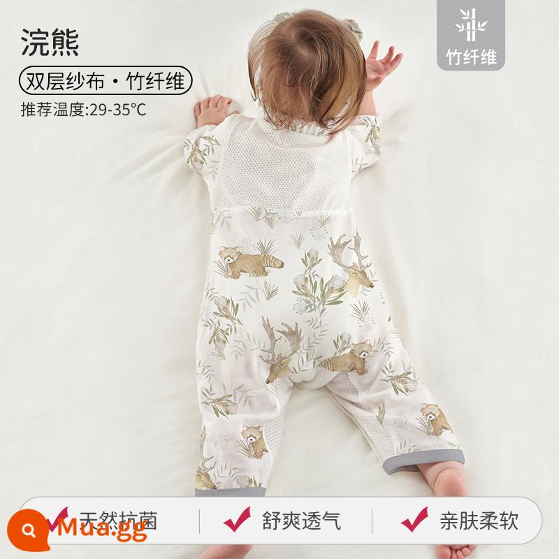 Châu Âu Mang Thai Quần Áo Sơ Sinh Tre Cotton Gạc Mùa Hè Áo Liền Quần Nam Nữ Điều Hòa Không Khí Cho Bé Quần Áo Bộ Đồ Ngủ Phần Mỏng Áo Liền Quần - Gấu trúc [Nhiệt độ phòng 29-35oC]