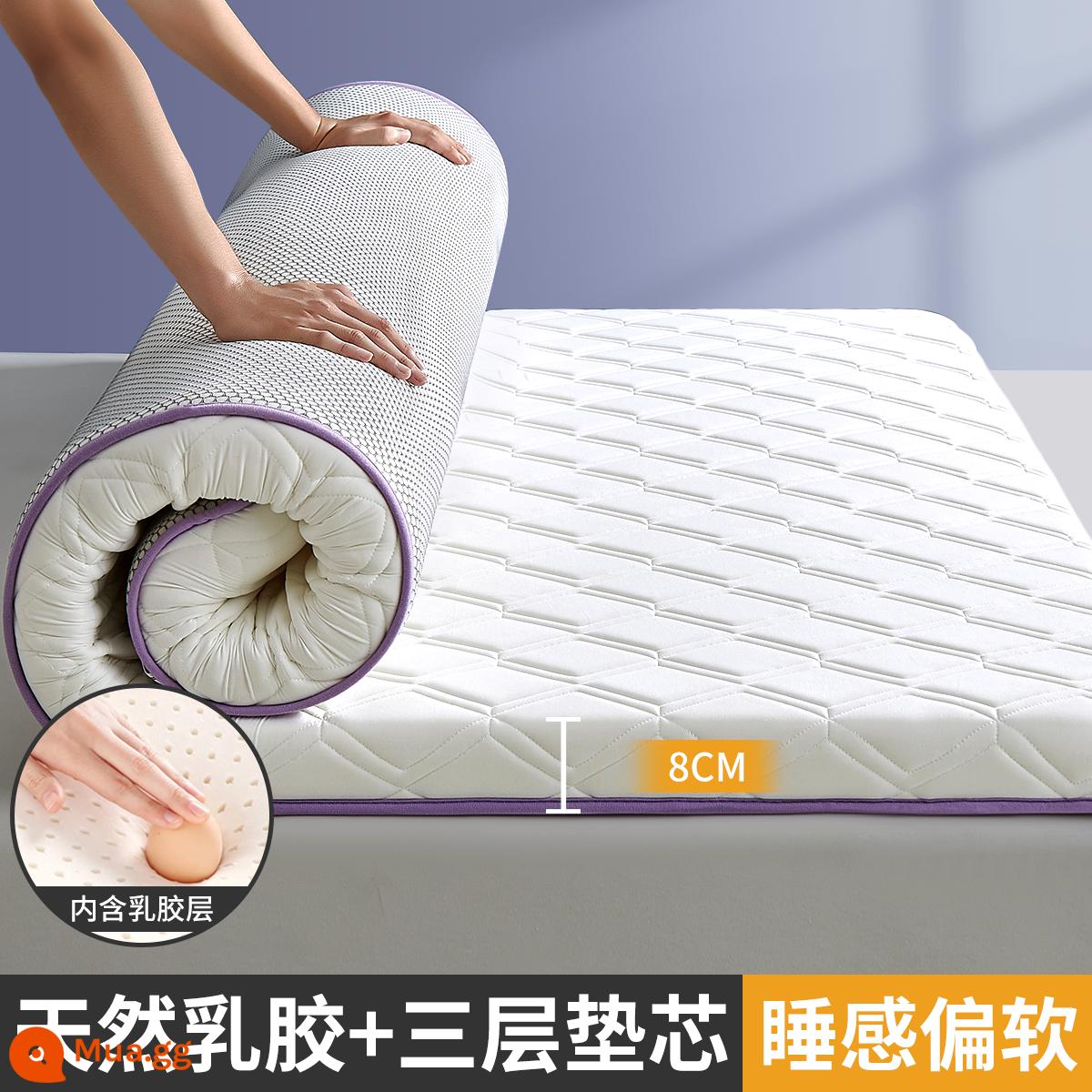 Nệm cao su đệm hộ gia đình đệm bông ép 1.5 mét nệm xốp nệm ký túc xá sinh viên nệm đơn nệm cứng - Một mặt [lụa sữa trắng] 8cm