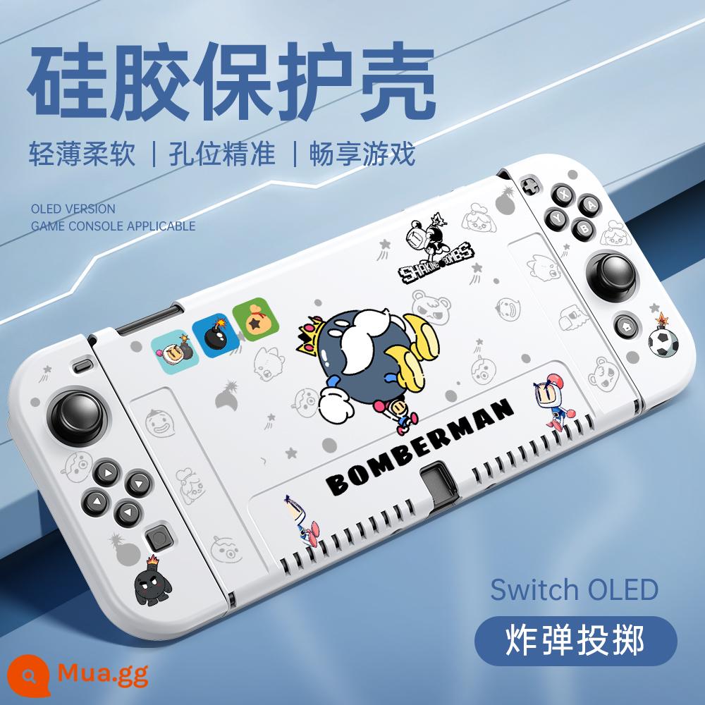 Vỏ bảo vệ Nintendo Switcholed Vỏ bảo vệ công tắc mới Vỏ tay cầm Vỏ NS bao gồm tất cả Vỏ mềm hai mảnh silicon OLED có thể cắm được Đế cắm bảng điều khiển trò chơi riêng biệt Phụ kiện ngoại vi - chuyển đổi OLED√Vỏ mềm có lỗ nhỏ được nâng cấp mới✦ [Ném bom trắng cổ] ★ Mũ miễn phí