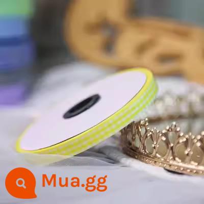 Hộp bánh sinh nhật ruy băng ins sườn gạo trắng Ruy băng tiếng Anh bó hoa hộp quà bao bì hộp dây đeo - Màu sen kẻ sọc vàng 1cm 50 thước