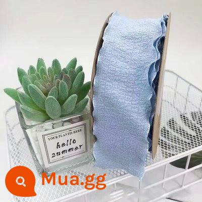 Hộp bánh sinh nhật ruy băng ins sườn gạo trắng Ruy băng tiếng Anh bó hoa hộp quà bao bì hộp dây đeo - Ruy băng màu xanh tím nhạt 4cm dài 9 mét