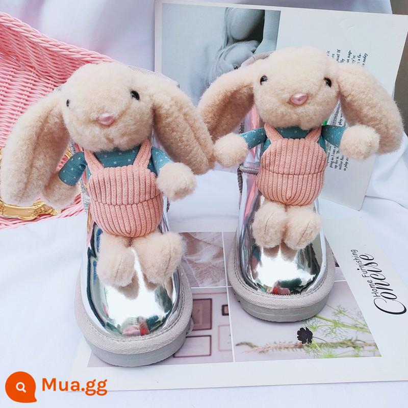 Cha mẹ -child Children's Rabbit Boot - Phiên bản nâng cấp màu bạc (da bò)