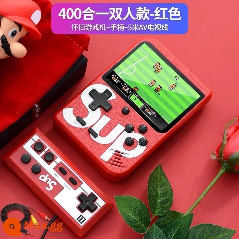 Máy chơi game cầm tay Sup sạc điện thoại di động hai trong một Máy chơi game cầm tay hoài cổ kiểu cũ Máy chơi game mini dành cho trẻ em Little Overlord - [SUP] Mẫu đôi màu đỏ có tay cầm 5m AV