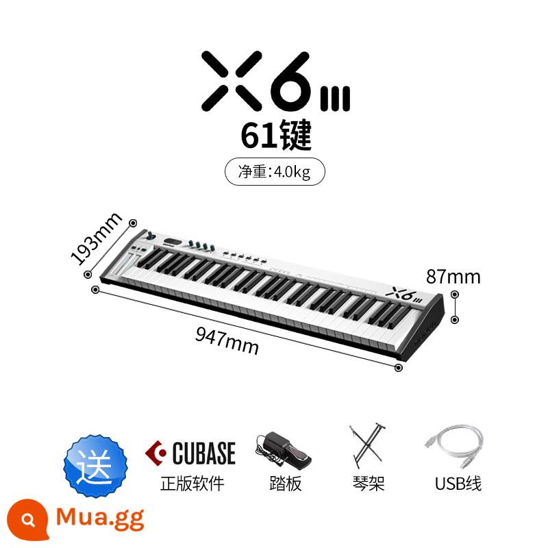 Bộ điều khiển nhạc điện tử midiplus X8III X61 49 Bàn phím midi 88 phím chuyên nghiệp - Sản phẩm mới X6III (tặng kèm bàn đạp piano + chân đàn piano + phần mềm Cubase chính hãng)