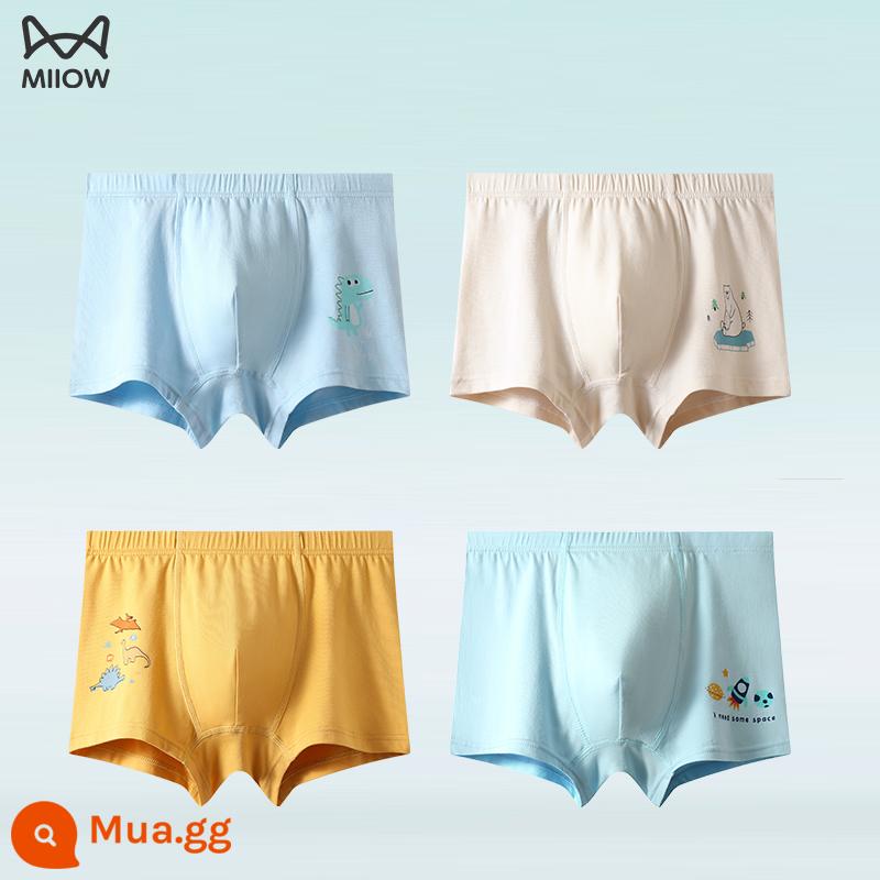 Cat people quần lót bé trai cotton nguyên chất quần boxer trẻ em kháng khuẩn 100% quần đùi cotton trẻ em trung và lớn quần boxer thiếu niên - 19202122