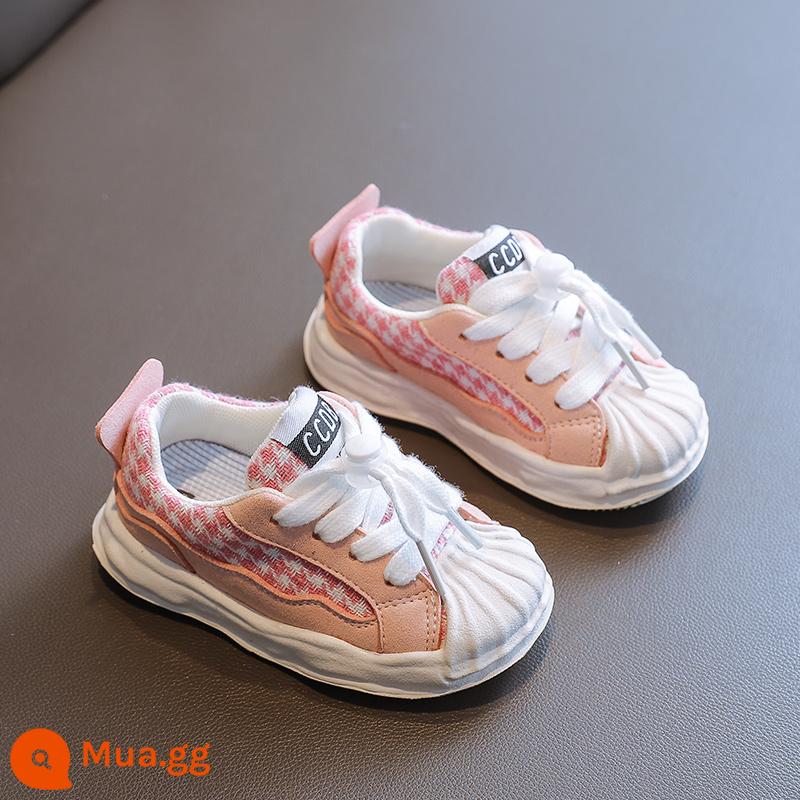 Ins Giày Girl Spring và Autumn Mới 2022 Trẻ em bùng nổ thấp -top Canvas giày BOOT - Hồng