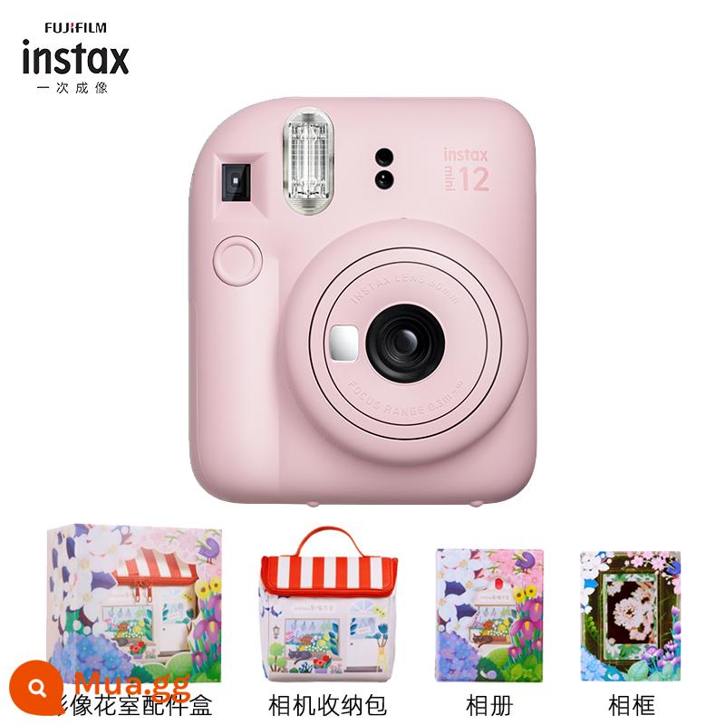 Fuji đứng Polaroid đánh lừa máy ảnh gói instax mini12 với giấy ảnh phong cách sinh viên hộp quà làm đẹp nữ - Bột anh đào nhạt, đăng ảnh nhận hộp bảo vệ