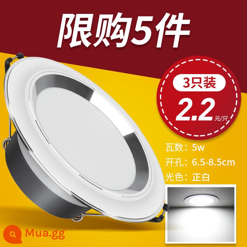 Đèn Downlight Edron LED Downlight Phòng Khách Đèn Lỗ Treo Trần Đơn Giản 3W Nhúng Đèn Lối Đi 5W7W Đèn Ốp Trần Đèn Chiếu Điểm Lỗ - Trải nghiệm-5w trắng tinh khiết [3 gói, giới hạn mua 5 miếng] [6,5-8,5]