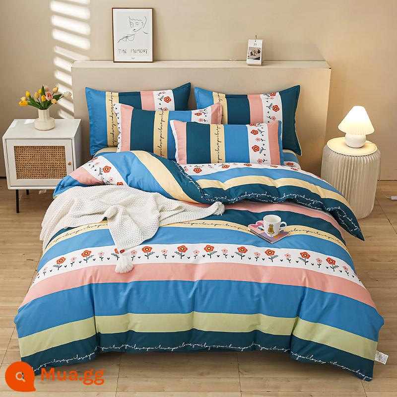 Chăn bông nguyên chất vỏ chăn đơn vỏ chăn cotton đơn 150x200x230 ký túc xá đơn 1.5m chăn đơn trẻ em - mối tình đầu