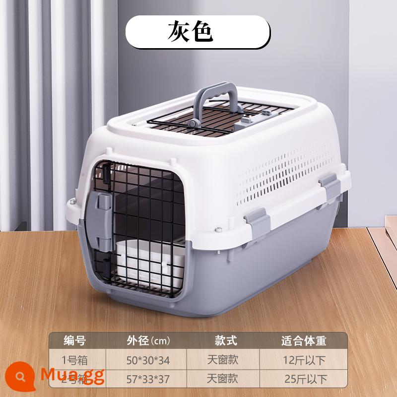 Pet air box cat check box dog out xe xách tay lồng chó chó vừa và nhỏ vali Air China - Mẫu giếng trời [xám]