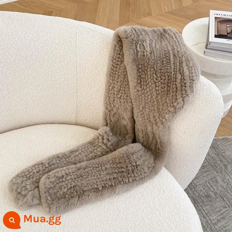 Mùa đông Rex Rabbit Fop Fur Grass Mat Mũ, mũ tuyết, ướt, tai bảo vệ tai ấm, người đàn ông và phụ nữ chống gió chống gió - màu cà phê sữa