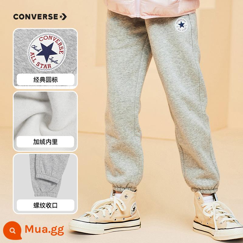 Quần áo converse trẻ em quần nỉ bé trai quần dài xuân thu 2022 quần thể thao trẻ em bé gái mới quần thu đông - 7073 Rock Ridge Grey [Girls Plus Fleece]