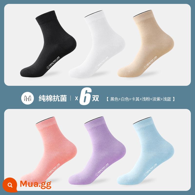 Vớ Hengyuanxiang dành cho nữ cotton nguyên chất khử mùi kháng khuẩn vớ giữa ống dành cho học sinh xu hướng vớ cotton mùa thu đông dành cho nữ - [5742] Liên E