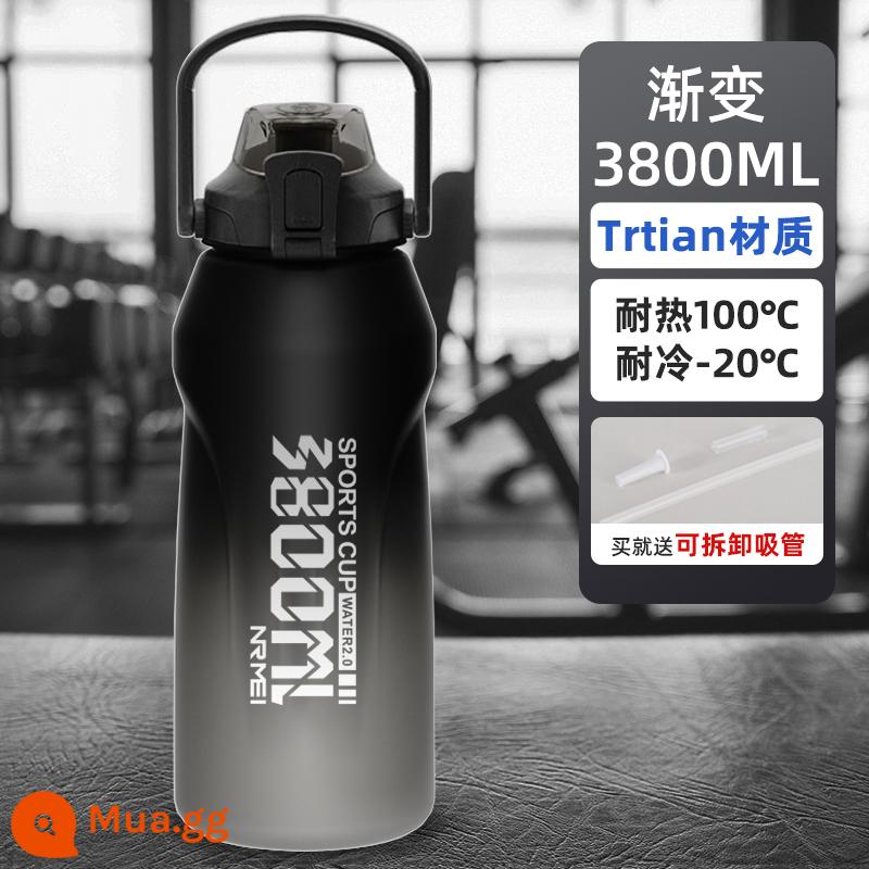 Tritan Sports Water Cup Công suất lớn Công suất cao -Teme - Màu gradient 3800ml (nâng cấp tritan/rơm/cặn/uống đôi)