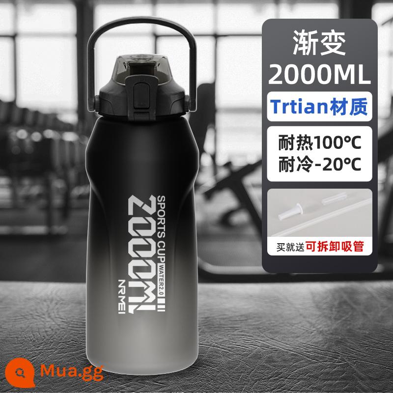 Tritan Sports Water Cup Công suất lớn Công suất cao -Teme - Màu gradient 2000ml (nâng cấp tritan/rơm/cặn/uống đôi)