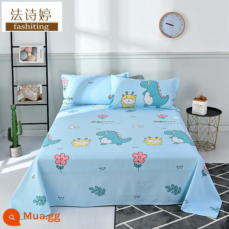 Ga trải giường cotton dày tấm đơn 100 cotton tấm vải thô cũ 1 mét 51,8m học sinh đơn 1,2 bộ ba mảnh - bé khủng long